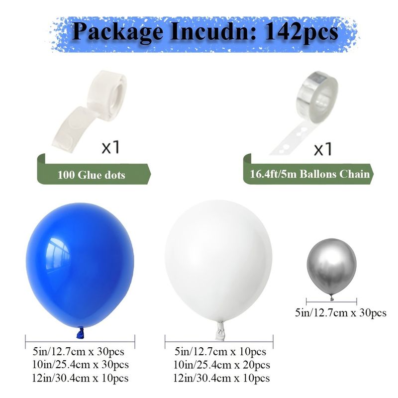 Set de 142 de baloane albastre și albe cu ghirlandă, pentru petreceri de ziua de naștere, sărbători, ceremonii de absolvire, decorațiuni pentru casă, fundaluri_voghion.com