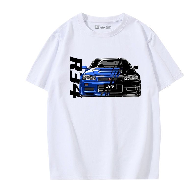 Dongying Ares GTR-R34 Skyline Car Modification Bawełniana koszulka z krótkim rękawem Bawełniane luźne ubrania_voghion.com