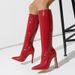 Boots Women's thigh-high boots Slimming new stone grain pointed elastic heel boots_voghion.com