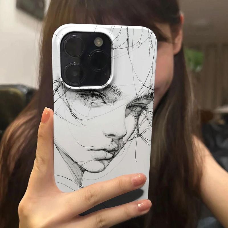 Sketch Side Face Girl Suitable For 16 Max Phone Case IPhone 15 Pro Niche 14/13/12P_voghion.com