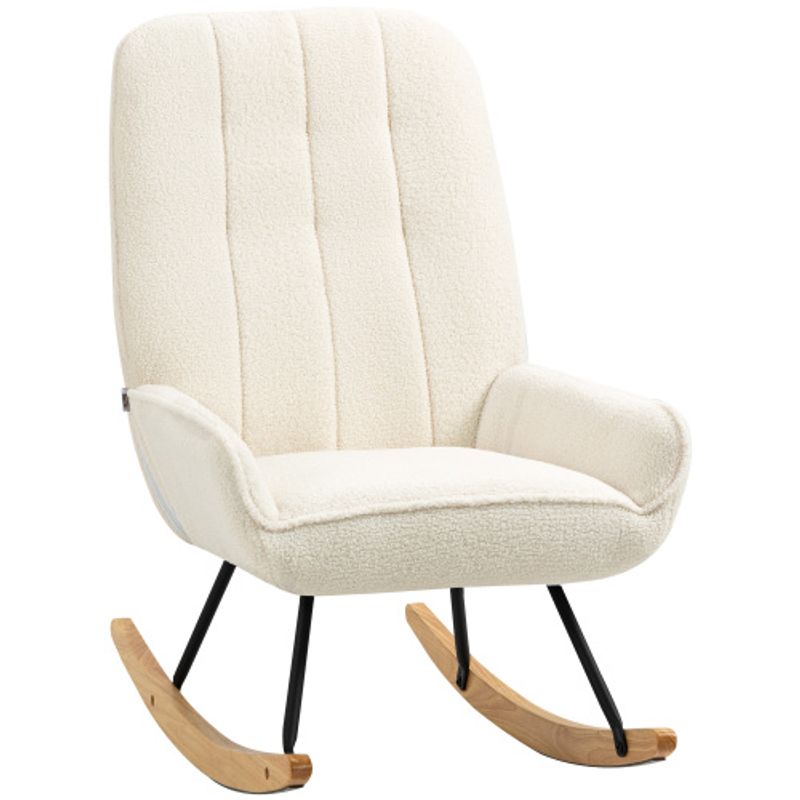 HOMCOM Schaukelstuhl Gemütlicher Schwingsessel Mit Sherpa-Vlies Für Schlafzimmer & Kinderzimmer Bis 150 Kg 63x95x97 Cm_voghion.com