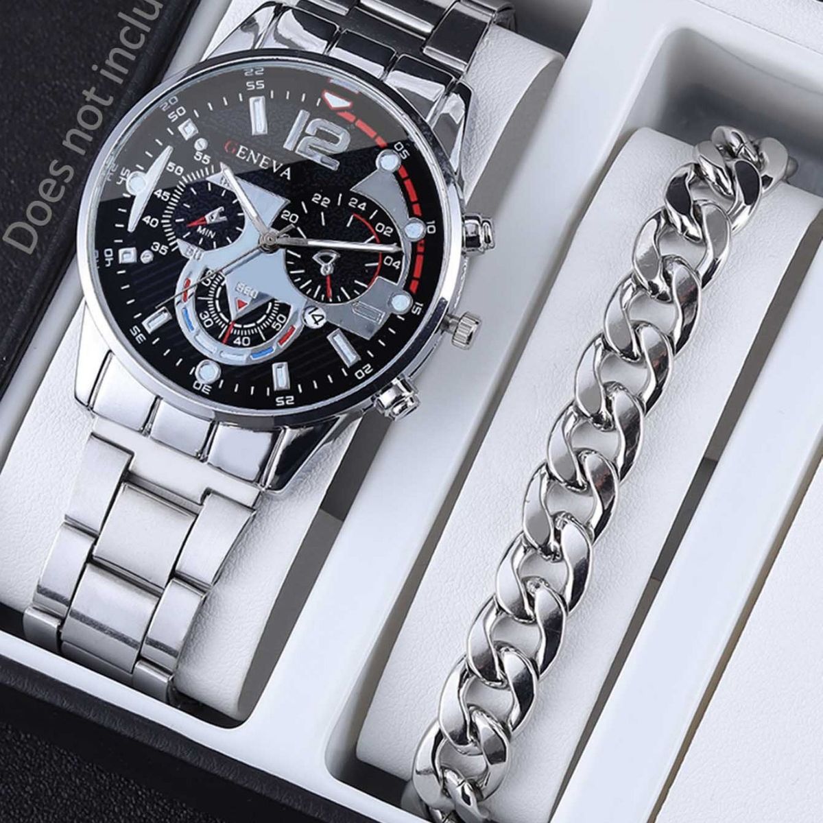 Verslo vyriškas laikrodis, klasikinis kiniško stiliaus vyriška apyrankė, karoliai, kostiumo derinys_voghion.com