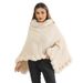 Women's Shawls Autumn And Winter New Imitation Rex Rabbit Fur Collar Pullover Shawl Irregular Large Size Knitted Cloak Loose Knitted Coat For Women_voghion.com