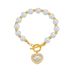Mode Perle Mit Diamant Herz Anhänger OT Verschluss Elegante frauen Armband_voghion.com