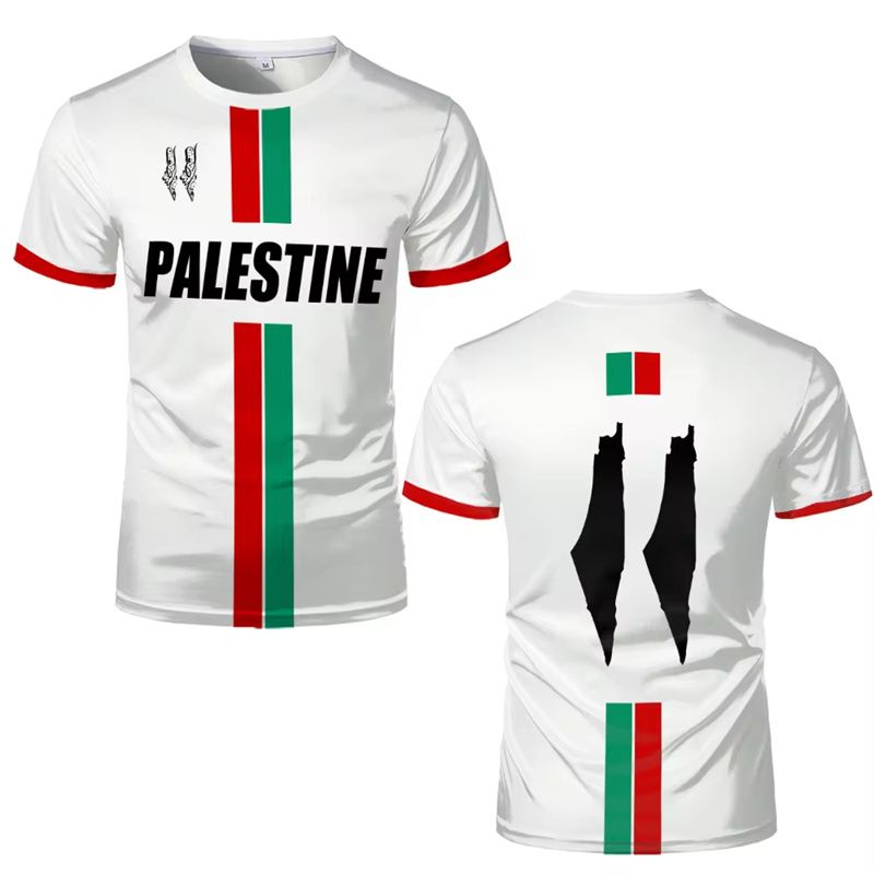 Palestine Football T Shirts Summer Fashion Short Sleeve Palestinian Flag 3D Printed T-shirts Casual O Neck Loose Mens_voghion.com