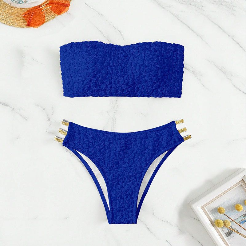 Bikini sexy da donna con perizoma a vita alta - Costume da bagno brasiliano senza spalline e traforato per spiaggia e piscina_voghion.com