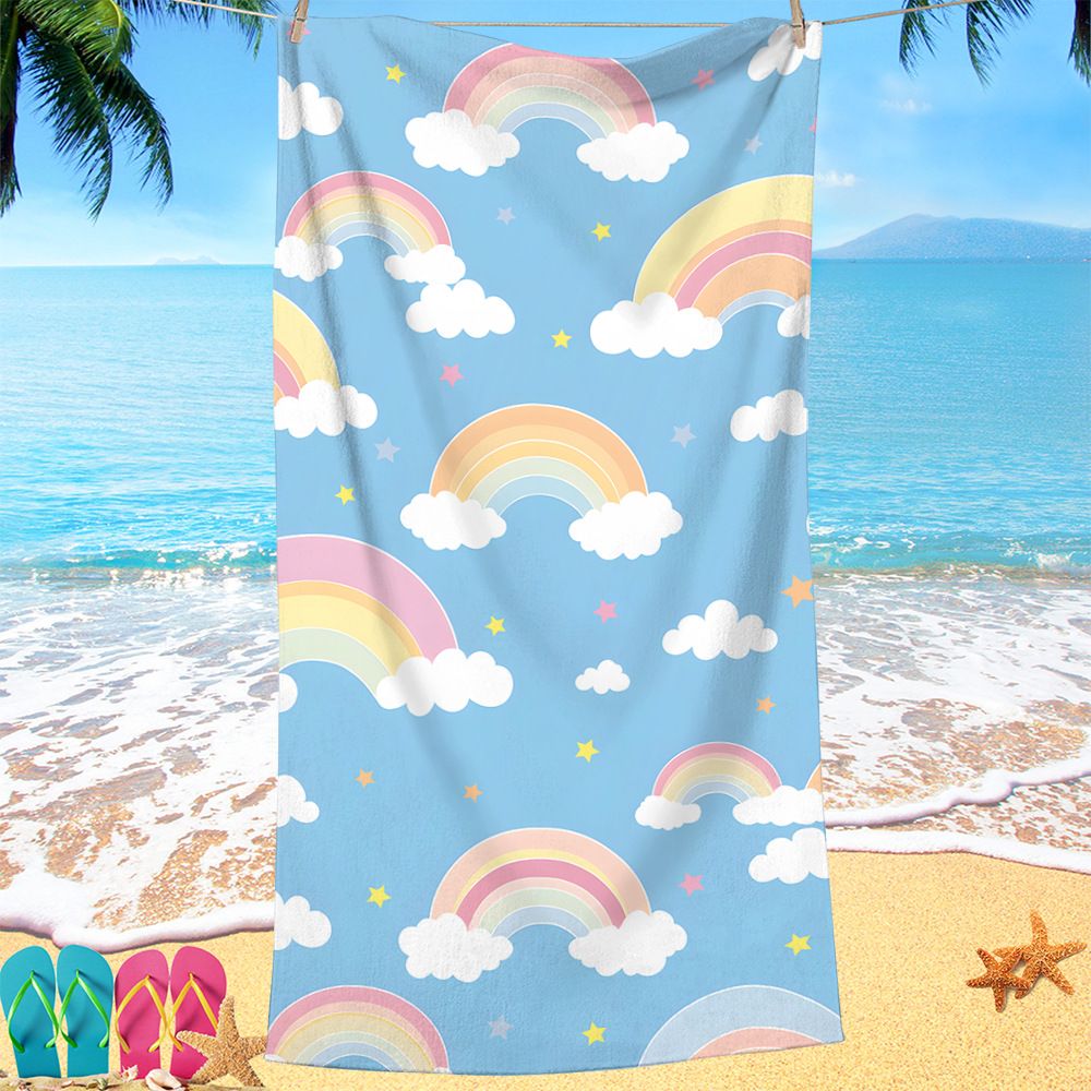 Swimming absorbent large towel, ultra-fine fiber, digital printed unicorn beach towel, enlarged bath towel_voghion.com