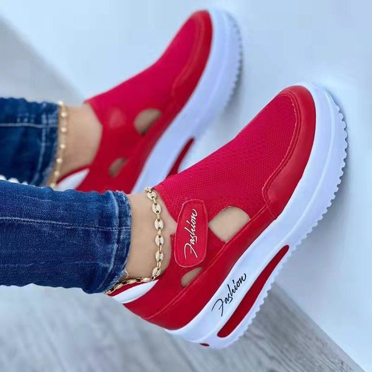 Große Freizeitschuhe für Damen, neuer Stil, flache, gewebte, atmungsaktive, lässige Mesh-Schuhe mit Klettverschluss_voghion.com
