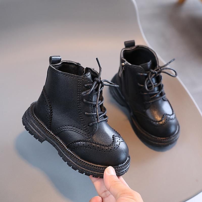 2025 New Martin Boys' British Girls' Baby Shoes Children's Leather Face Short Boots_voghion.com