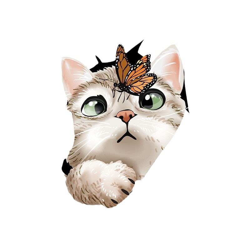 Chuanhao Cartoon Schmetterling Katze Wand Abnehmbare Toilette Badezimmer Dekoration Wasserdicht Selbstklebende Aufkleber_voghion.com