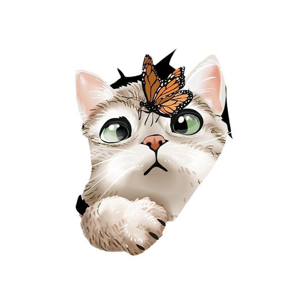 Chuanhao Cartoon Schmetterling Katze Wand Abnehmbare Toilette Badezimmer Dekoration Wasserdicht Selbstklebende Aufkleber_voghion.com