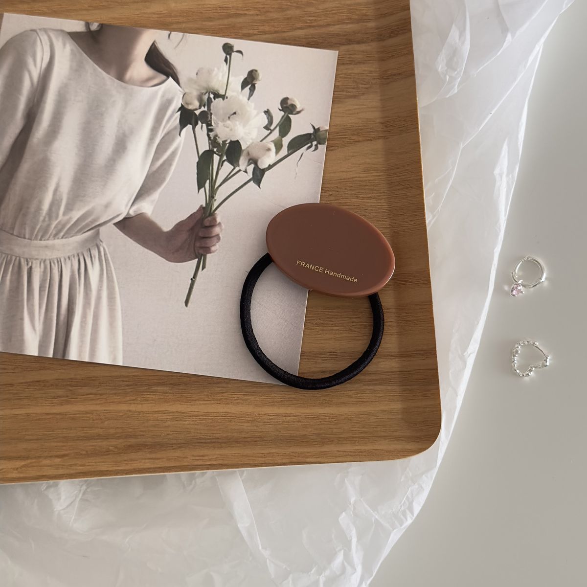 Stile coreano semplice, tutto abbinato, anello geometrico ovale in acrilico, personalità alla moda, elegante corda per capelli, coda di cavallo, elastico_voghion.com