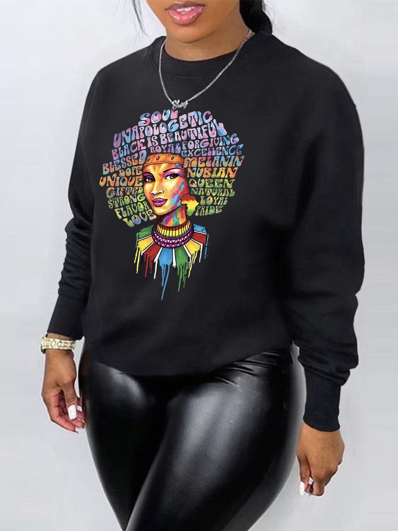 Damen Langarm bedruckter dicker Kapuzenpullover Sexy lässiger Kapuzenpullover_voghion.com