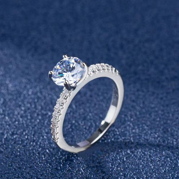 Μινιμαλιστικό, μοντέρνο σετ ασημένιων δαχτυλιδιών προσομοίωσης πρότασης γάμου και αρραβώνων με ζιργκόν_voghion.com