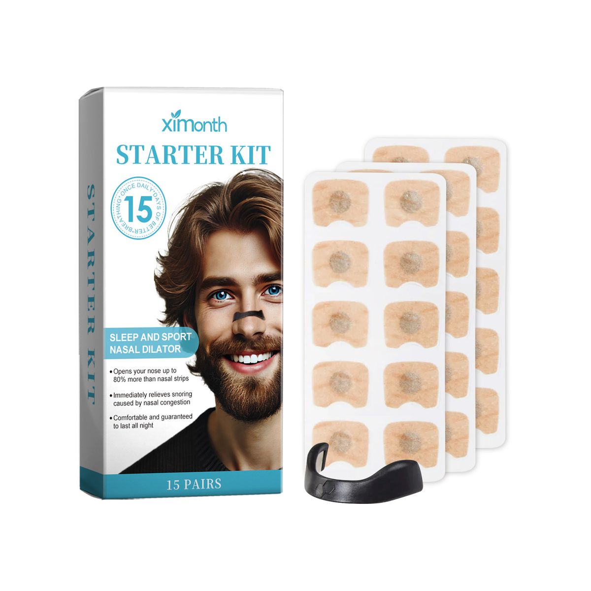 XIMONTH Nosni dilatator proti smrčanju Nočni spanec Nega proti smrčanju Sponka za nos Set za nego nosnih obližev_voghion.com