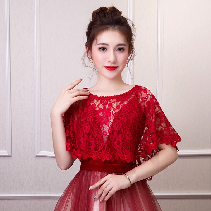 Brautschleier Schal Hochzeitskleid Sommerschal Spitze dünn Etikette Schal schwarz und weiß rot blau lila grau_voghion.com