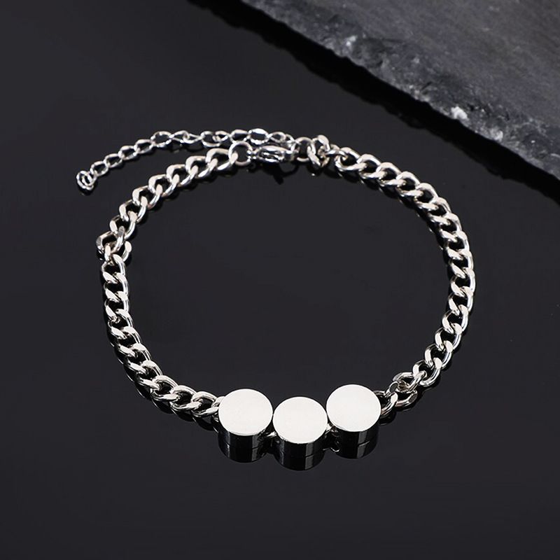 Braccialetto da uomo con incisione fai da te, versatile, in acciaio inossidabile, con catena cubana mobile, alla moda estiva_voghion.com