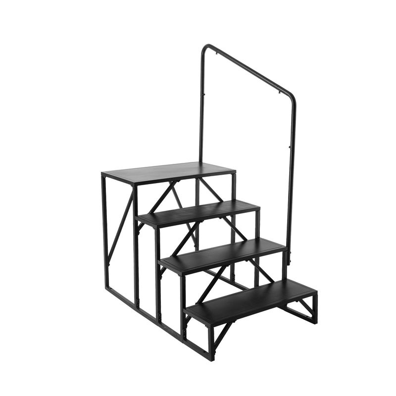 VEVOR RV Steps, 4-Step RV Stairs, 440 LBS Load Capacity, Thickened Carbon Steel, With Handrail, Non-Slip Steps For Safe Entry And Exit, Suit For RV, Trailer, Camper Steps_voghion.com