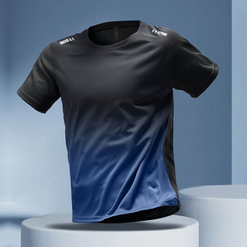 T-shirt à séchage rapide pour homme, tenue de sport ample en soie glacée, vêtements d'été fins pour fitness, entraînement, course à pied, haut à manches courtes_voghion.com