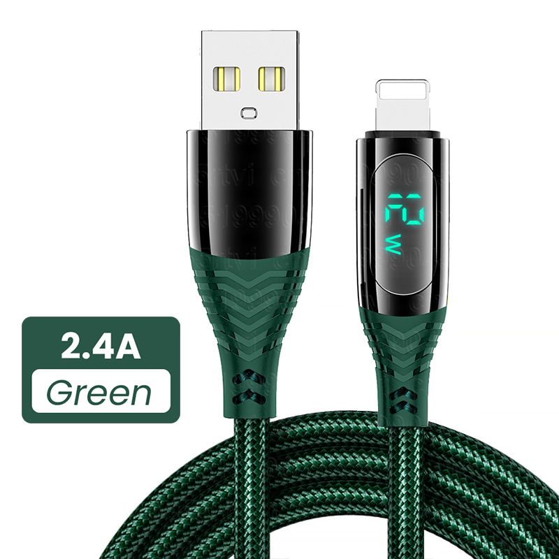 Cable USB con pantalla LED para iPhone 14, 13, 12, 11 Pro, Xs, Max, XR, 8, 7, cargador de carga rápida, Cable de datos para teléfono móvil F_voghion.com