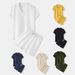 Completo casual da uomo in due pezzi, in cotone e lino, con camicia a maniche corte e pantaloncini, tinta unita, CT Summer_voghion.com