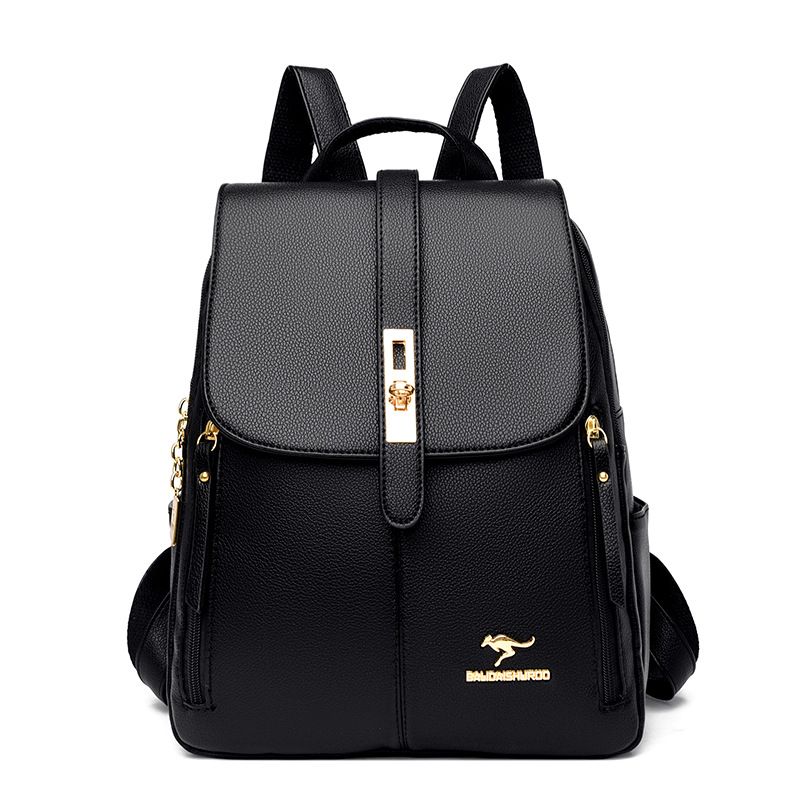 Women's 2025 New Korean Version Versatile Soft Leather Bag Simple Large Capacity Travel Ladies Backpack_voghion.com