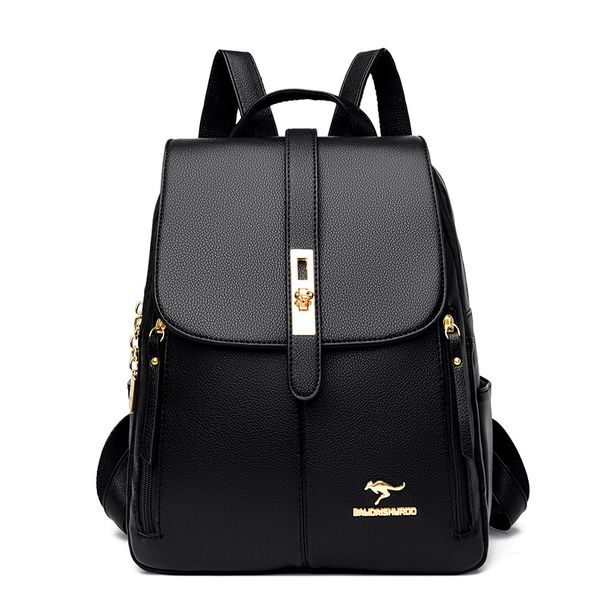 Women's 2025 New Korean Version Versatile Soft Leather Bag Simple Large Capacity Travel Ladies Backpack_voghion.com