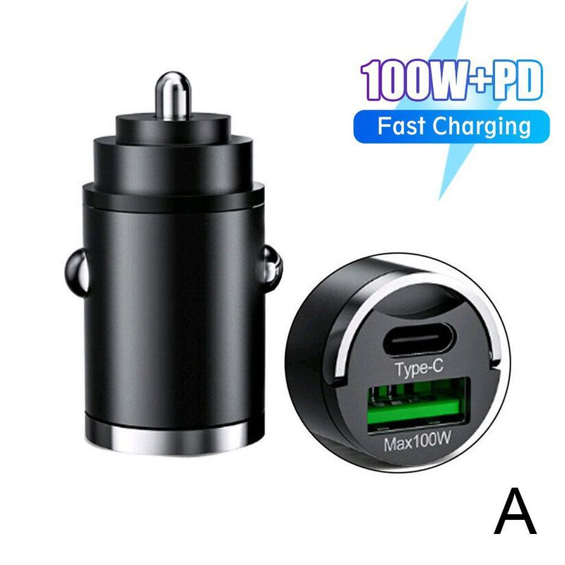 Încărcător auto invizibil super rapid 100W cu inel metalic de tragere PD30W, încărcare fulger QC3.0_voghion.com
