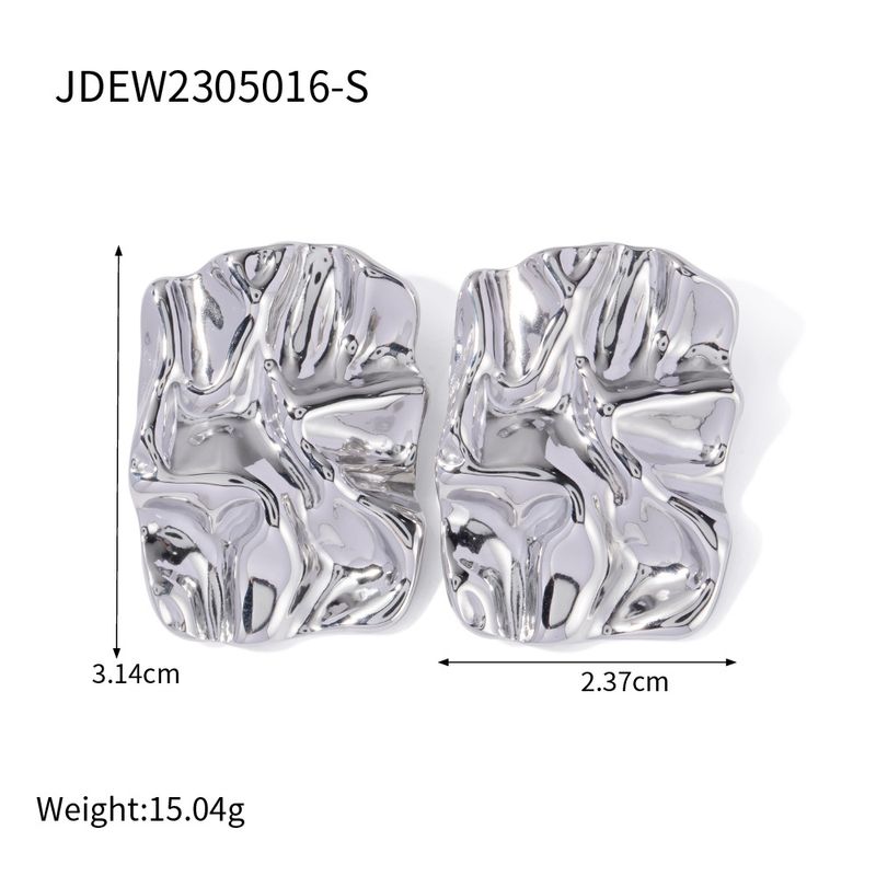 Pendientes de textura cuadrada de acero inoxidable dorado de alta gama, modernos y personalizados, pendientes de temperamento._voghion.com