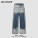 Vintage Washed Gradient Jeans For Men - Relaxed Straight Leg Denim Pants With High Waist & Button Fly, Casual Style_voghion.com
