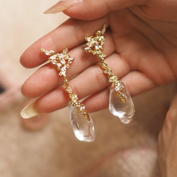 Vintage-Inspired Crystal Geometric Inlaid Drop Earrings - Artisanal Design With Timeless Charm For Women_voghion.com