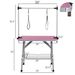 36" Folding Dog Pet Grooming Table Stainless Steel Frame Rubber Mat On Board With Adjustable Arm And Clamps Pet Dog Cat Grooming Table (PINK COLOR)_voghion.com