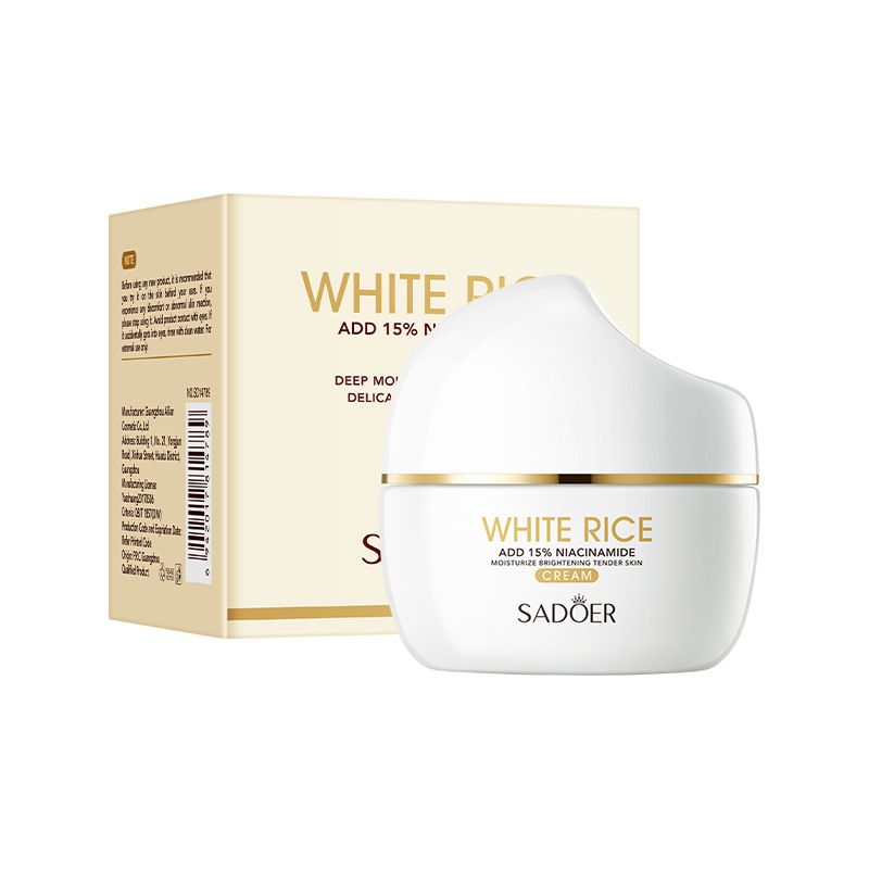 Crema schiarente per la cura della pelle delicata con riso bianco e niacinamide SADOER_voghion.com