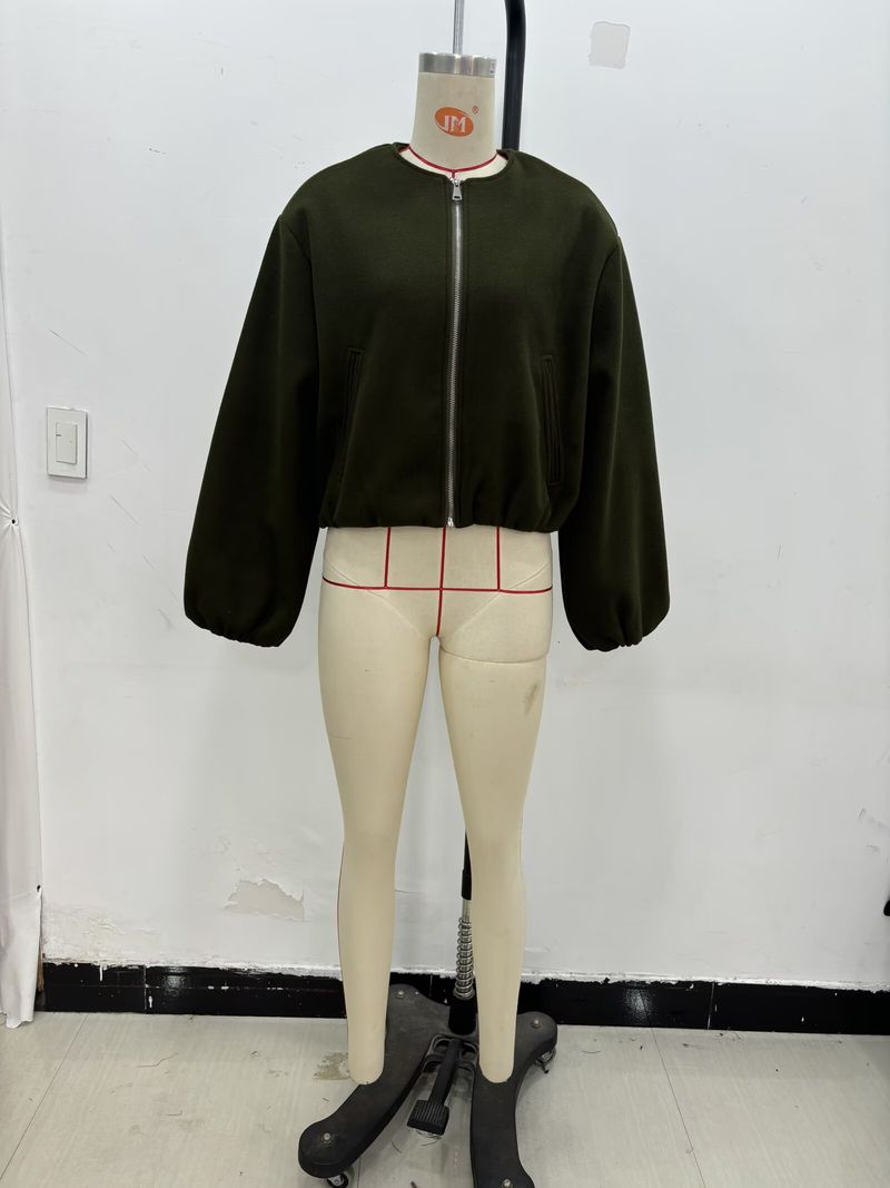 Giubbotto bomber corto e morbido da donna - Giacca leggera in poliestere con cerniera e tasche, stile streetwear per autunno e inverno (XS/S/M/L, 8 colori)_voghion.com