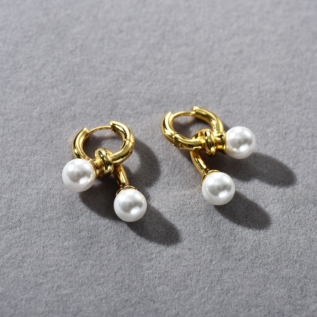 Women's Jewelry Elegant Knot Pearl Ear Cuff Earrings For Women, Minimalist Geometric Hoop Earrings, Gold And Silver Tone Earrings_voghion.com