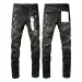Herr högkvalitativa jeans Modedesign Distressed Ripped Bikers Dam Denim last för män Svarta byxor_voghion.com