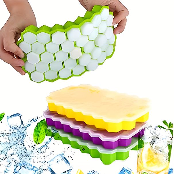 3-paks honeycomb isbitbrett med lokk, gjenbrukbare isbitformer av plast, liten silikonisbitmaskin for fryser_voghion.com