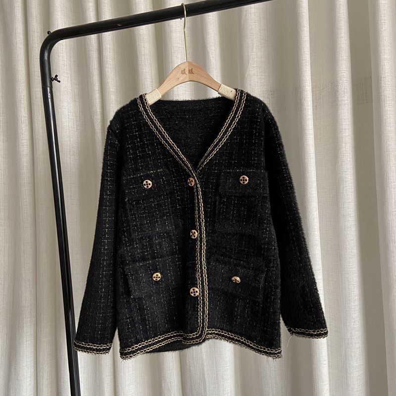 Damenbekleidung 2024 Leichter Luxus-Strickjackenpullover Damen Kleiner Stil Strickjacke Verdickte, weiche Nerzoberseite Hohe Qualität_voghion.com