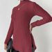 Women's turtleneck pullover slit slim-fit base pit striped medium length_voghion.com