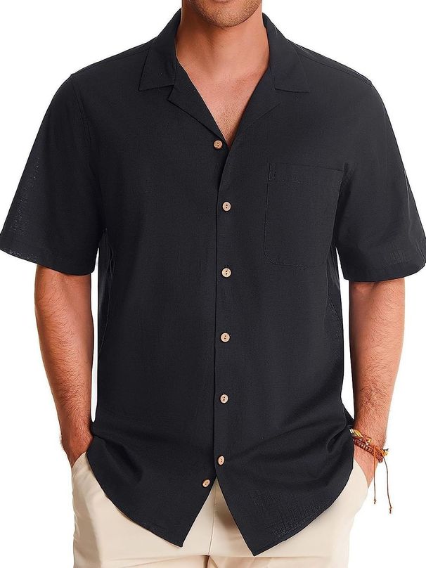 Men's Clothing Summer Shirt Bamboo Cardigan Short Sleeve Fashion Urban Lapel Shirt_voghion.com