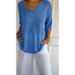 Women's Clothing V-Neck Casual Knit Sweater Slim Fit Short Sleeve Solid Color Pullover Top For Everyday Wear_voghion.com