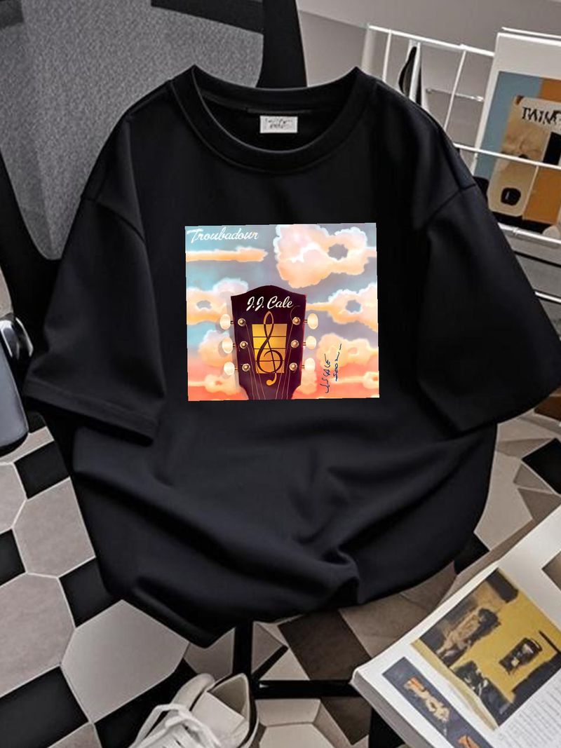 Nuova rara maglietta nera in cotone con autografo di JJ Cale, taglia unica, AA1523, leggermente traspirante, grafica, morbida, da uomo, da indossare tutti i giorni._voghion.com