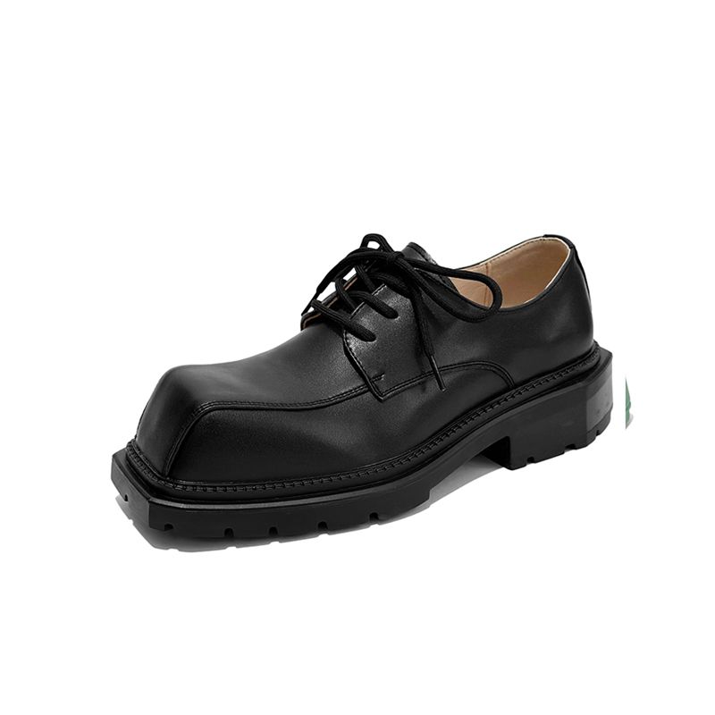 K-style Ins Zielone tło Nowość Duża głowa Kwadratowy nosek Skóra Modna Gruba podeszwa Zwiększona spersonalizowana mniejszość_voghion.com