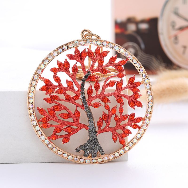 European And American Fashion Life Tree Colorful Diamond Inlaid Hollow Pendant Design Keychain Creative Exquisite Gift_voghion.com