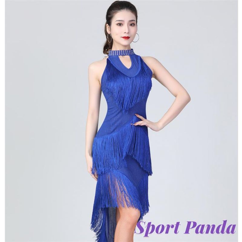 DesignerSport Panda Latin Dance Dress Konkurrence Suit Pailletteret Latin Dance Dress Uregelmæssig Tassel Dress Scenekostume Performance Costume_voghion.com