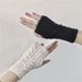 Knitted Women, Autumn And Winter Fingerless Gloves For Men, Wrist Warmers, Half-Finger Woolen Gloves, Solid Color,_voghion.com