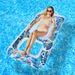 Tropical Leaf Inflatable Lounger - Breathable Mesh With Glitter & Thickened Eco-PVC (Premium Floating Bed With Pillow For Pool & Beach UV Resistant)_voghion.com