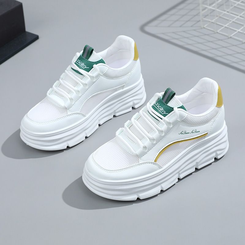 Women's shoes new inner increase small white shoes women's net surface 7 cm breathable net surface thick sole leisure sports_voghion.com