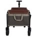 All-in-One Convertible Folding Camping Wagon Cart: Bench Seat, Storage Compartment & Included Dog Tether, Beige/Brown_voghion.com