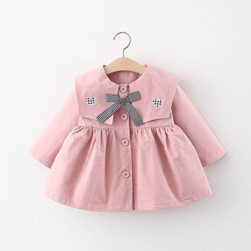  Nouveau Style bébé fille Style coréen couleur unie simple boutonnage à manches longues coupe-vent pour enfants vêtements pour enfants livraison directe 1151_voghion.com